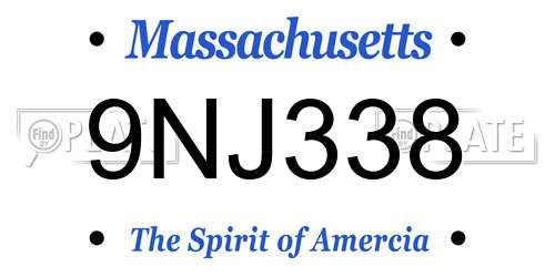 9NJ338 Massachusetts License Plate