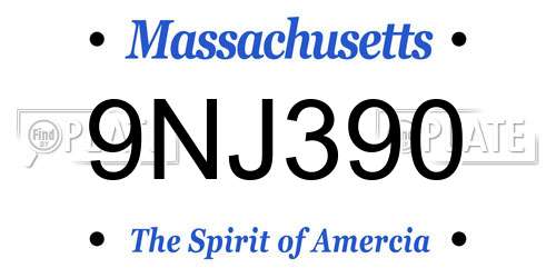 9NJ390 Massachusetts License Plate