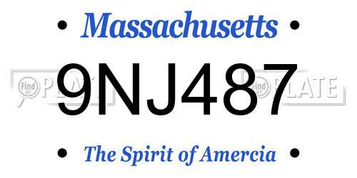 9NJ487 Massachusetts License Plate