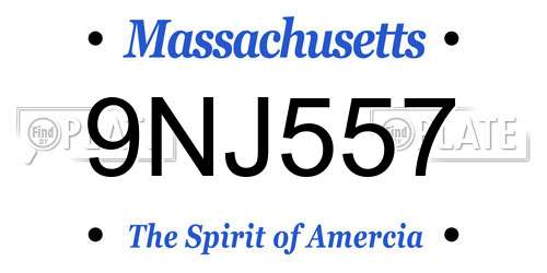 9NJ557 Massachusetts License Plate