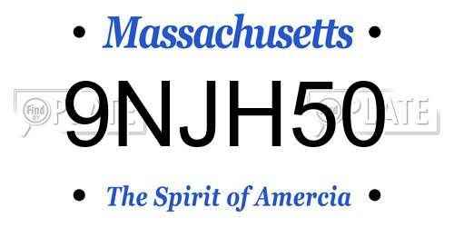9NJH50 Massachusetts License Plate