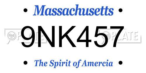 9NK457 Massachusetts License Plate