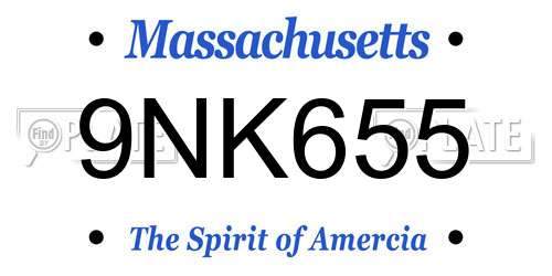 9NK655 Massachusetts License Plate