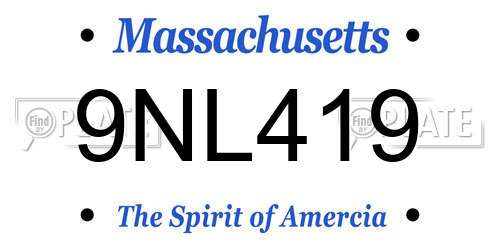 9NL419 Massachusetts License Plate