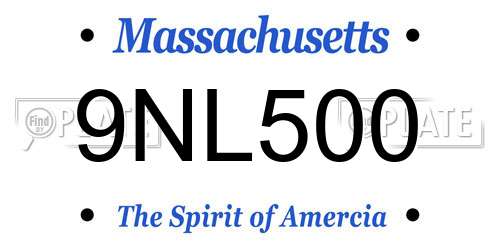9NL500 Massachusetts License Plate