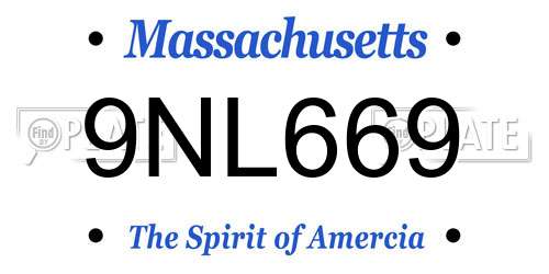 9NL669 Massachusetts License Plate