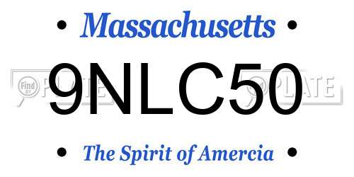 9NLC50 Massachusetts License Plate