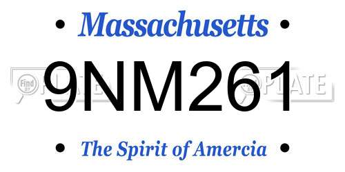 9NM261 Massachusetts License Plate