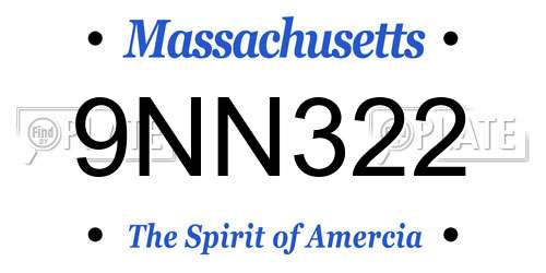 9NN322 Massachusetts License Plate