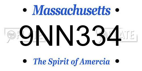 9NN334 Massachusetts License Plate