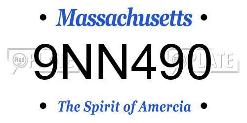 9NN490 Massachusetts License Plate