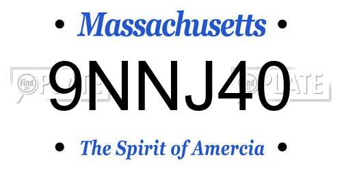 9NNJ40 Massachusetts License Plate