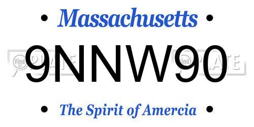 9NNW90 Massachusetts License Plate