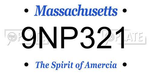 9NP321 Massachusetts License Plate