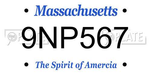 9NP567 Massachusetts License Plate