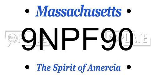 9NPF90 Massachusetts License Plate