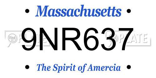 9NR637 Massachusetts License Plate