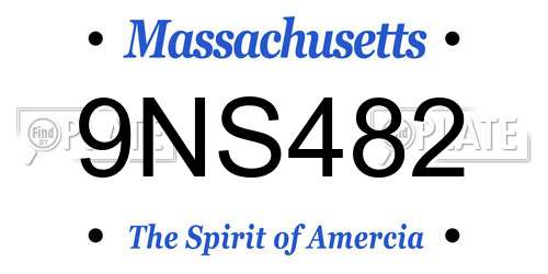9NS482 Massachusetts License Plate