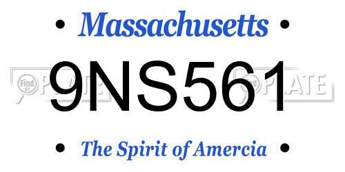 9NS561 Massachusetts License Plate