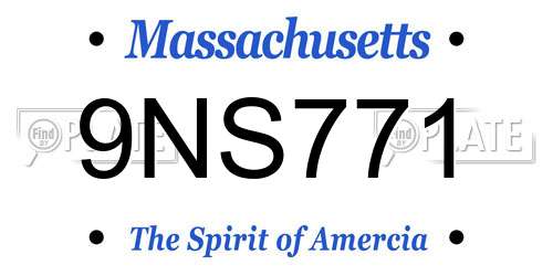 9NS771 Massachusetts License Plate