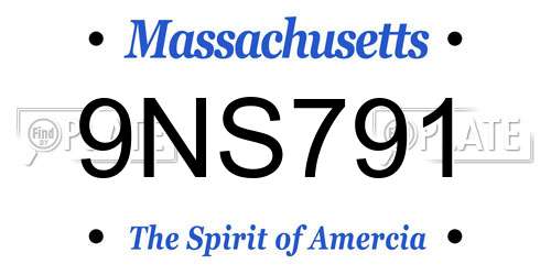 9NS791 Massachusetts License Plate