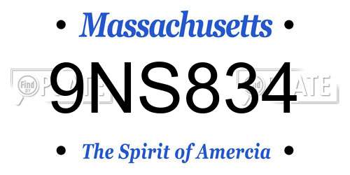 9NS834 Massachusetts License Plate