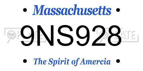 9NS928 Massachusetts License Plate