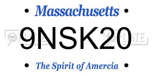9NSK20 Massachusetts License Plate