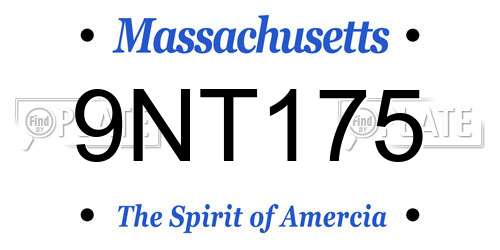 9NT175 Massachusetts License Plate