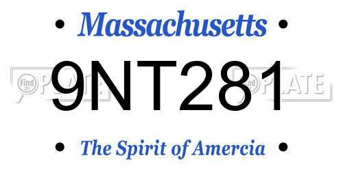9NT281 Massachusetts License Plate