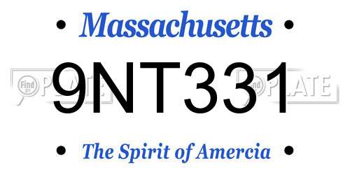 9NT331 Massachusetts License Plate