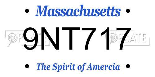 9NT717 Massachusetts License Plate