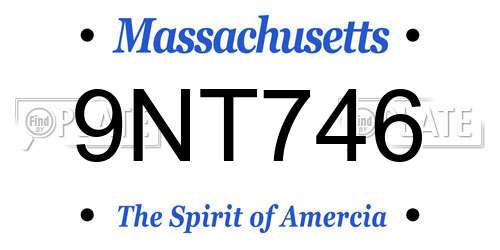 9NT746 Massachusetts License Plate