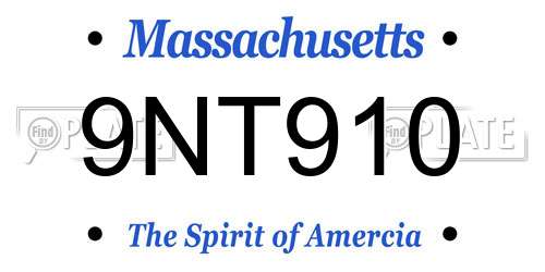 9NT910 Massachusetts License Plate