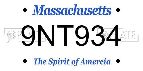 9NT934 Massachusetts License Plate