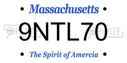 9NTL70 Massachusetts License Plate