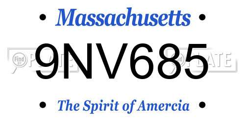 9NV685 Massachusetts License Plate