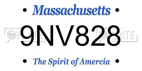 9NV828 Massachusetts License Plate
