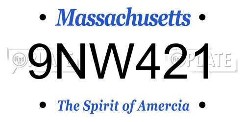 9NW421 Massachusetts License Plate