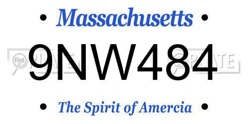9NW484 Massachusetts License Plate