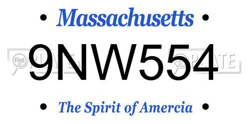 9NW554 Massachusetts License Plate