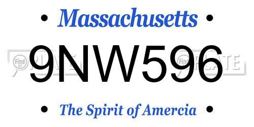 9NW596 Massachusetts License Plate