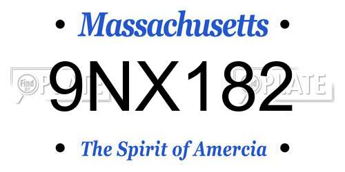 9NX182 Massachusetts License Plate