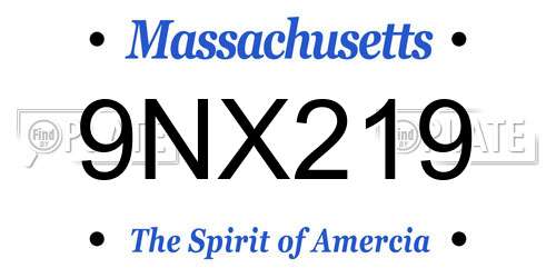 9NX219 Massachusetts License Plate