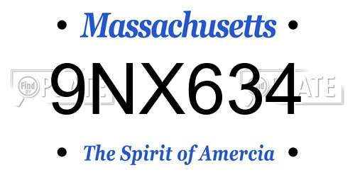 9NX634 Massachusetts License Plate