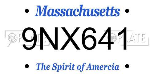 9NX641 Massachusetts License Plate