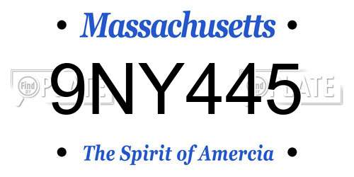 9NY445 Massachusetts License Plate
