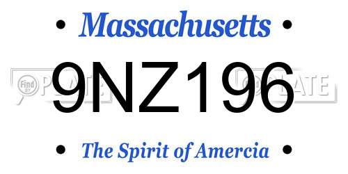 9NZ196 Massachusetts License Plate