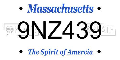 9NZ439 Massachusetts License Plate