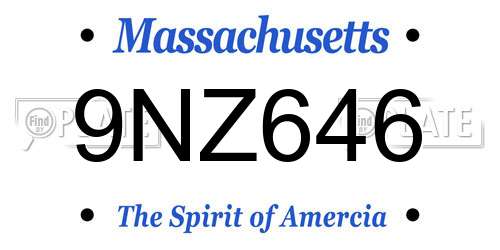 9NZ646 Massachusetts License Plate